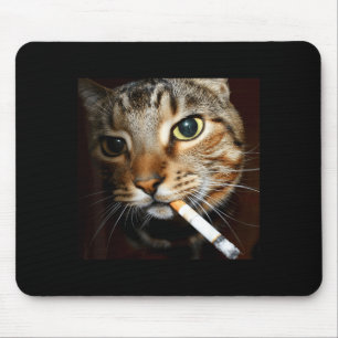 Funny smoking cat meme dark humour sarcastic cat a mouse pad