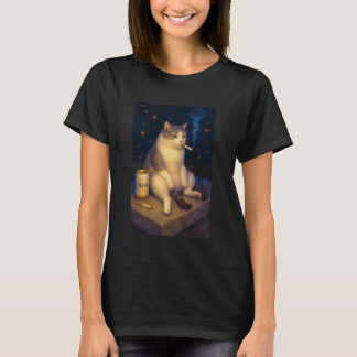Funny Smoking Cat Meme Sarcastic Humour T-Shirt