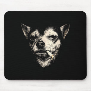 Funny smoking chihuahua vintage y2k grunge dog mouse pad