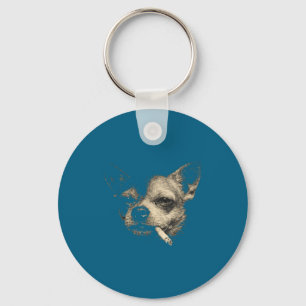 Funny Smoking Chihuahua Vintage Y2k Nge Dog Graphi Key Ring