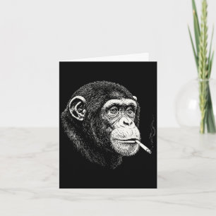 Funny smoking chimpanzee _ y2k ape meme vintage card