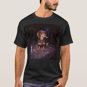 Funny Smoking Dachshund Cigarette Stupid Brainrot T-Shirt
