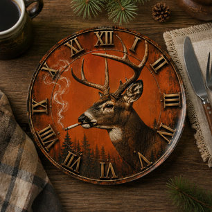 Funny Smoking Deer Rustic Hunting Cabin Paper Plate