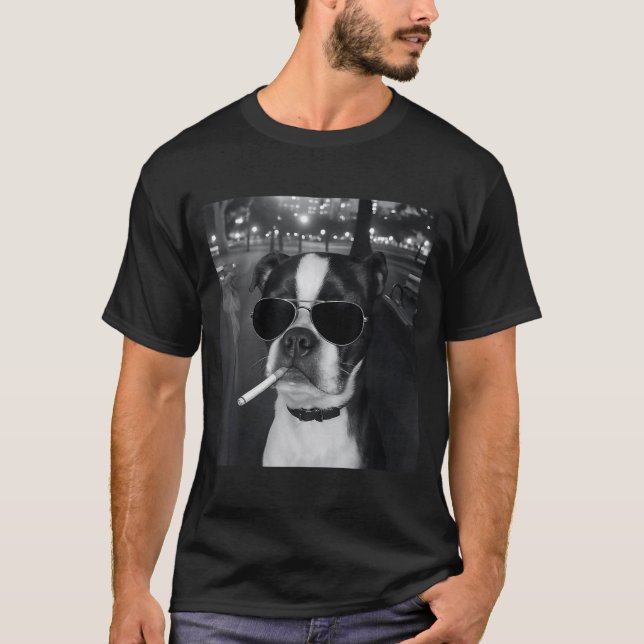 Funny Smoking Dog Meme Cigarette Gen Z Meme Dog Lo T-Shirt (Front)
