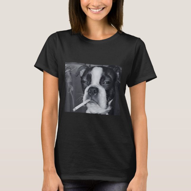 Funny Smoking Dog Meme Cigarette Gen Z Meme Dog Lo T-Shirt (Front)