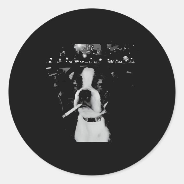 Funny Smoking Dog Meme  Classic Round Sticker (Front)