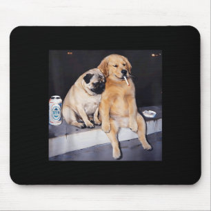Funny smoking dog pug meme golden retriever meme  mouse pad