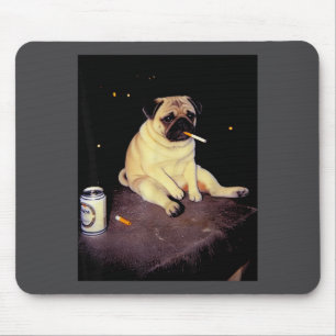 Funny Smoking Dog Pug Meme Mouse Pad