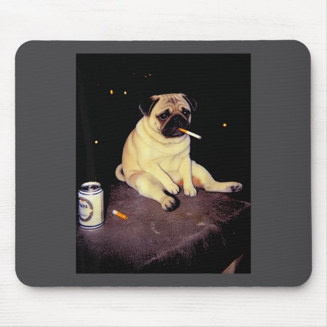 Funny Smoking Dog Pug Meme  Mouse Pad (Front)