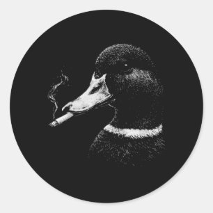 Funny Smoking Duck Hunting Mallard Duck Smoking Classic Round Sticker