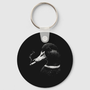 Funny Smoking Duck Hunting Mallard Duck Smoking Key Ring