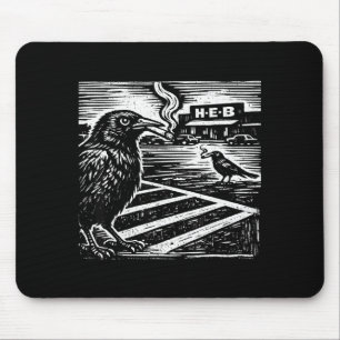 Funny smoking grackle bird texas satire weird mouse pad