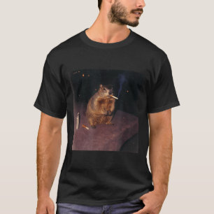 Funny Smoking Groundhog Cigarette Gen Z Retro Meme T-Shirt