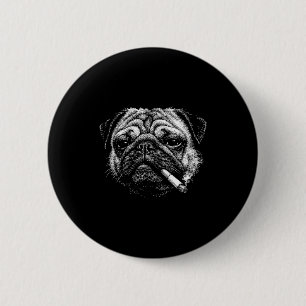 Funny smoking pug cigarette meme smoky dog 6 cm round badge