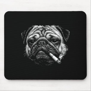 Funny smoking pug cigarette meme smoky dog mouse pad