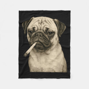 Funny Smoking Pug Dog Cigarette Gen Z Meme Graphic Fleece Blanket