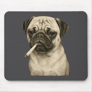 Funny Smoking Pug Dog Cigarette Gen Z Meme Graphic Mouse Pad