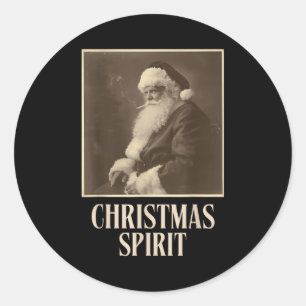 Funny Smoking Santa Claus Christmas Srit Vintage Classic Round Sticker
