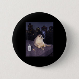 Funny smoking seal meme 6 cm round badge