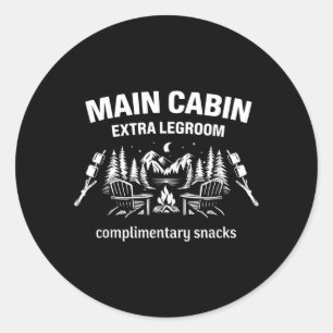 Funny SMores Camping Main Cabin Extra Legroom Classic Round Sticker