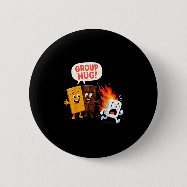 Funny s'mores marshmallow  6 cm round badge (Front)