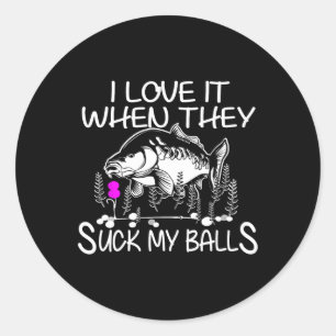 Funny Smutty Fisher Carp Fishing Classic Round Sticker
