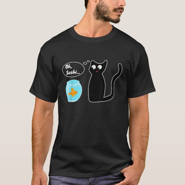 Funny Snaccidents Happen Oh Sushi Cat Goldfish Gla T-Shirt (Front)