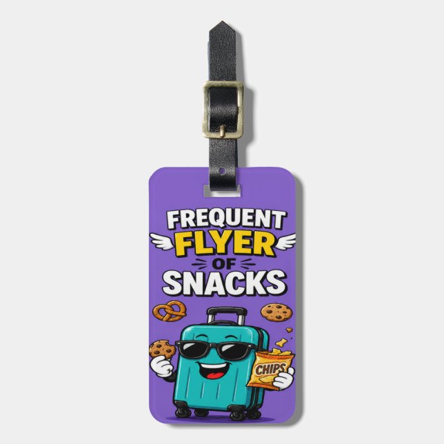 Funny Snack Frequent Flyer Luggage Tag (Front Vertical)