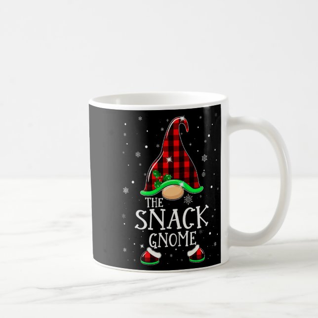 Funny Snack Gnome Buffalo Plaid Matching Christmas Coffee Mug (Right)