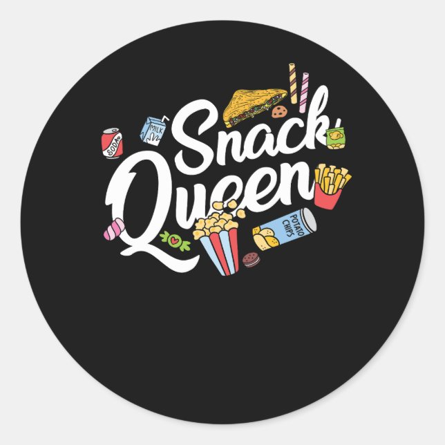Funny Snack Lover Designs For Women Girls Snack Qu Classic Round Sticker (Front)