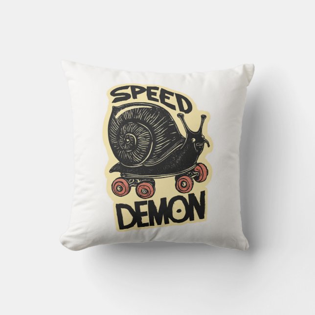 Funny Snail on Skateboard – Speed Demon Cushion (Front)