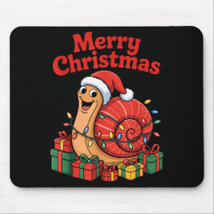 Funny Snail Santa Hat Animals Lovers Ugly Christma Mouse Pad