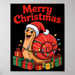 Funny Snail Santa Hat Animals Lovers Ugly Christma Poster