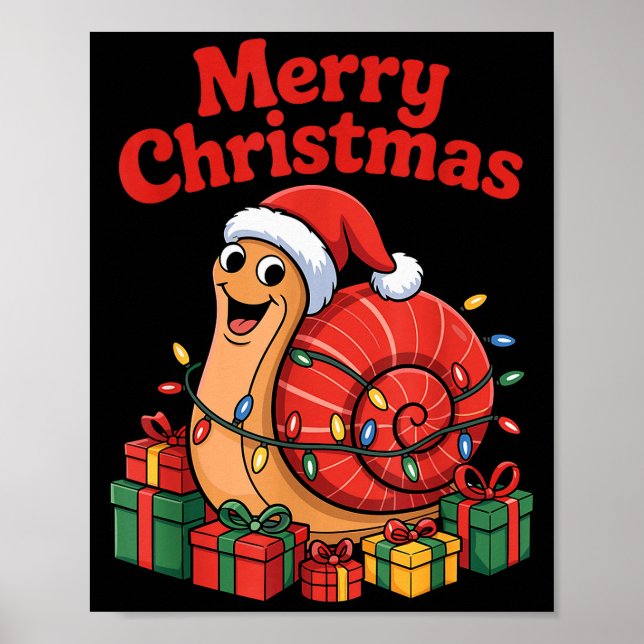 Funny Snail Santa Hat Animals Lovers Ugly Christma Poster (Front)