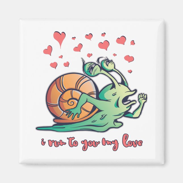 Funny Snail Valentine Running Magnet (Front)