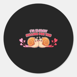Funny Snail Valentines Day Slowly Falling For You Classic Round Sticker