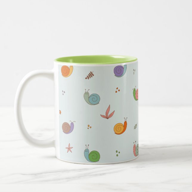 Funny snails Two-Tone coffee mug (Left)