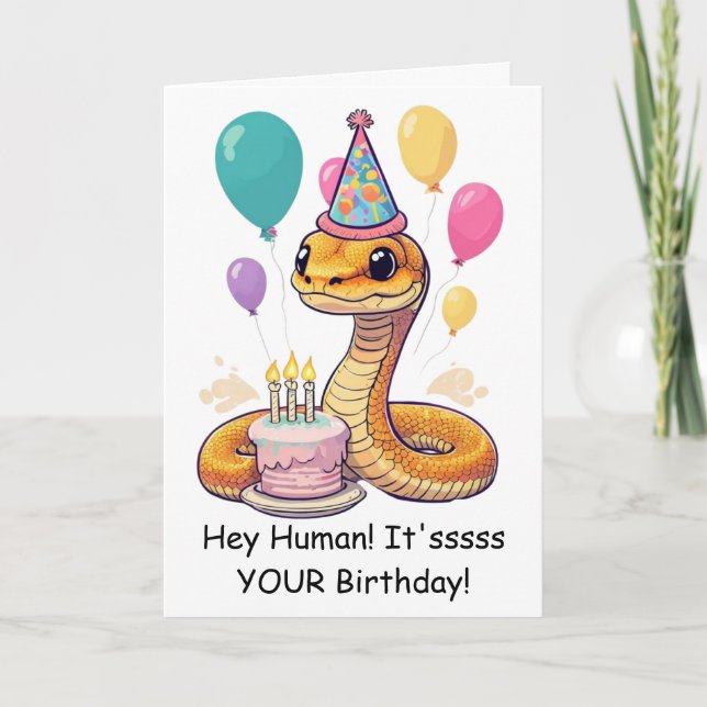 Funny Snake Birthday Wishes from Pet Reptile Card (Front)