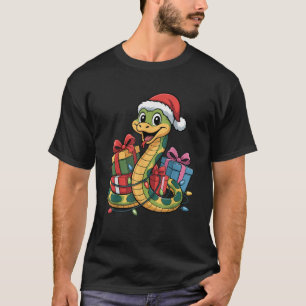 Funny Snake Santa Hat Animals Lovers Ugly Christma T-Shirt