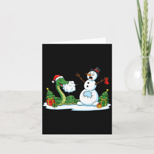 Funny Snake Snowman Christmas Tree Xmas Womens Men Card