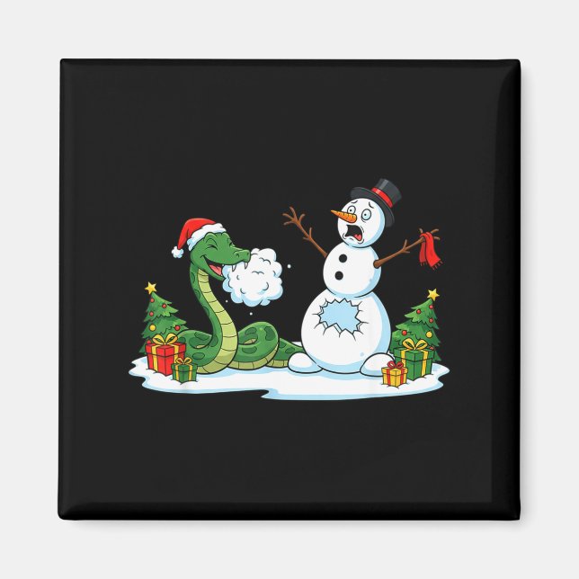 Funny Snake Snowman Christmas Tree Xmas Womens Men Magnet (Front)