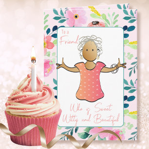 Funny Snarky 80th Birthday Female Cartoon  Card