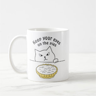 Funny Sneaky Cat after Cream Pie Illustration Coffee Mug