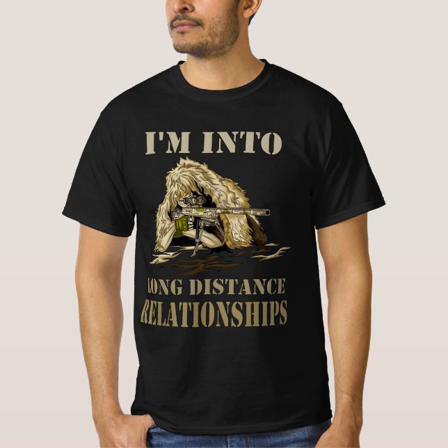 Funny Sniper Camo Long Distance Relationship Gun L T-Shirt (Front)