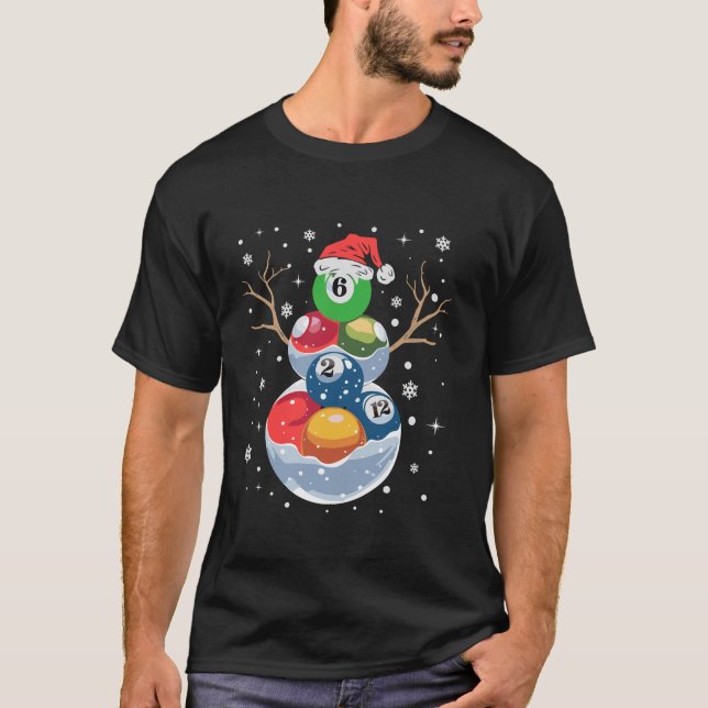 Funny snooker Xmas Pool Table Santa Hat Billiards  T-Shirt (Front)