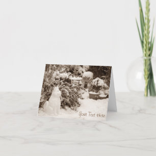 funny snow akita snowman christmas photograph holiday card