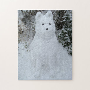 funny snow akita snowman christmas photographic jigsaw puzzle