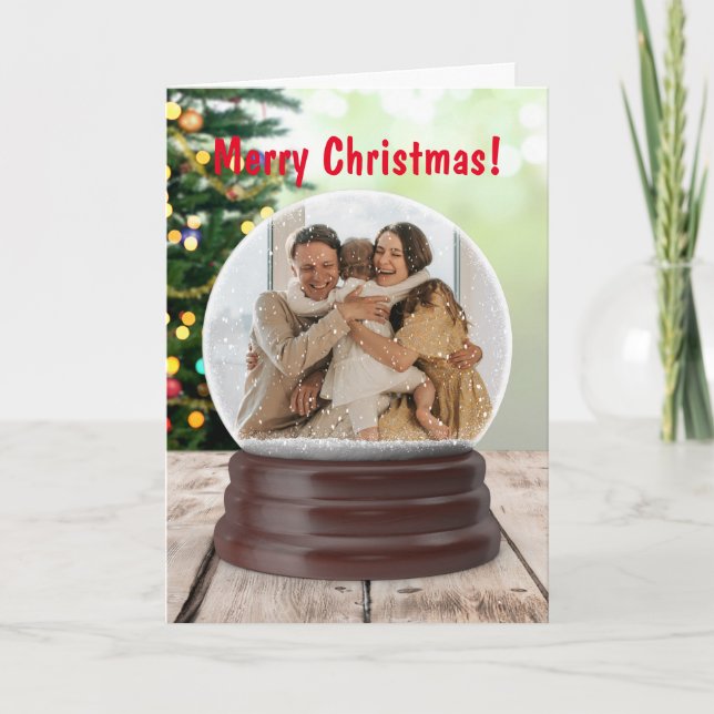 Funny snow globe photo Christmas and holiday card (Front)