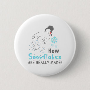 Funny Snow How Snowflakes Are Really Made  6 Cm Round Badge