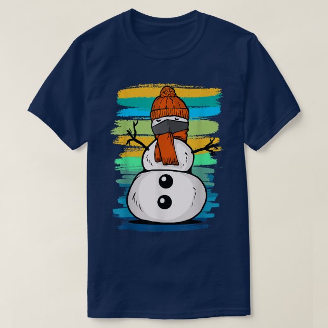 Funny Snow Man with Mask  T-Shirt (Design Front)